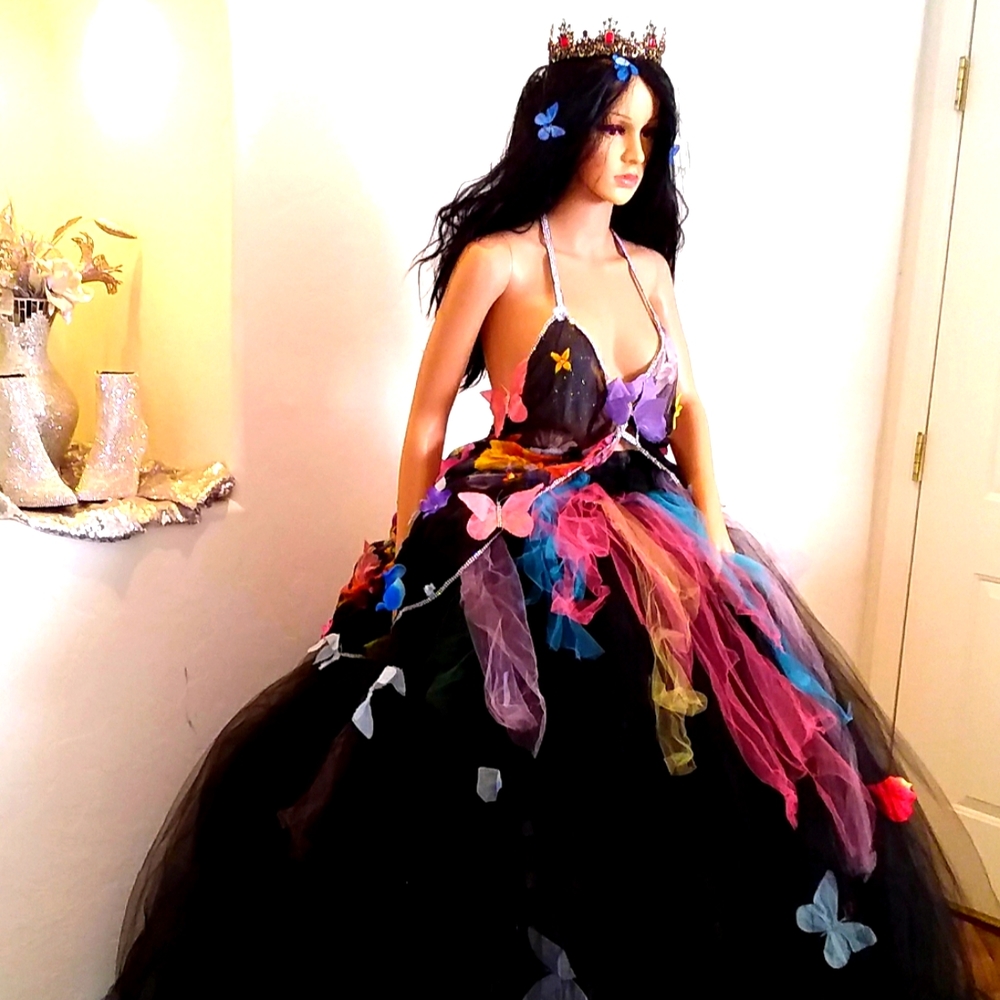 TEMPEST Black Babydoll Butterfly Woodland Wedding Ballgown Set